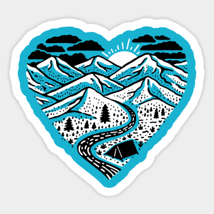 Mountain Lover Heart Camping Nature Sticker